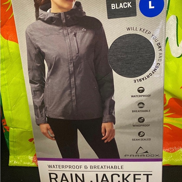 Paradox Jackets & Coats Large Black Rain Jacket Breathable